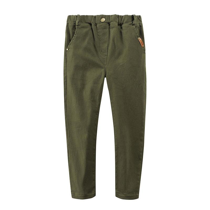 Children's Stretch Cotton Trousers Slim-Fit Middle-Aged Boys And Boys' Trousers - amazitshop