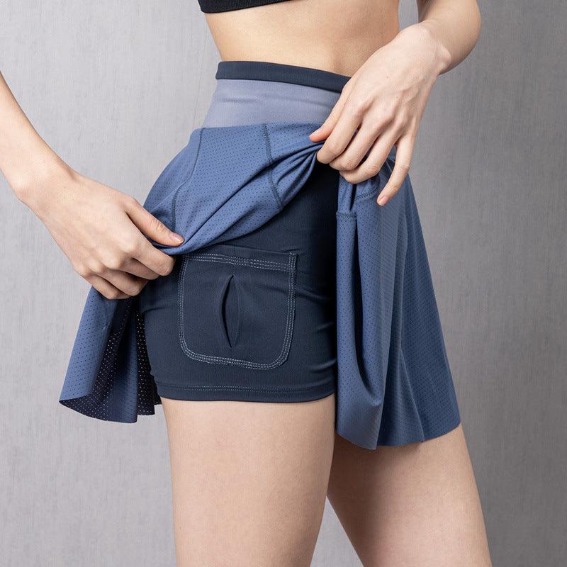 Cloud Hide Women Tennis Skirts Running Golf Badmintion Pantskirt Sports Gym Fitness Shorts Phone Pocket High Waist Sport Skort - amazitshop