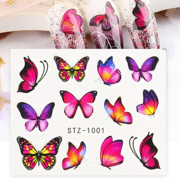 1pc Black Butterfly Nail Decals and Stickers Flower Blue Co - amazitshop