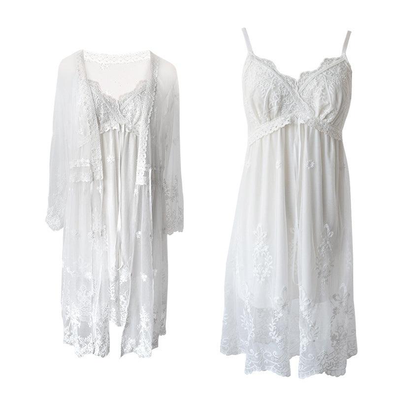 Womens Nightgowns White Lace 2-Pics Robes - amazitshop