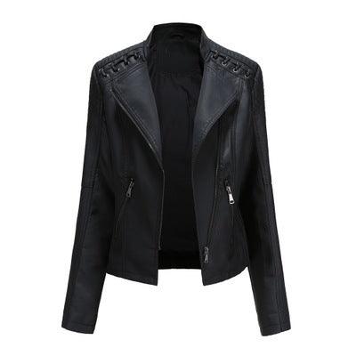 Women's Leather Jackets Women's Short Jackets Slim Thin Leather Jackets Ladies Motorcycle Suits - amazitshop