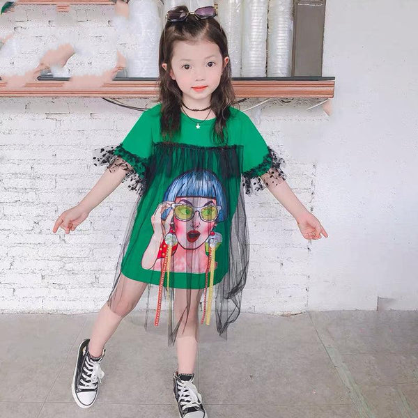Summer Girls T Shirt Baby Long Tee Kids Tops Children Street - amazitshop