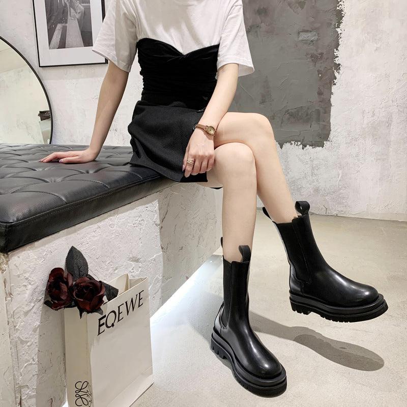 All-match Thick-heeled Thick-soled Mid-tube Boots Boots - amazitshop