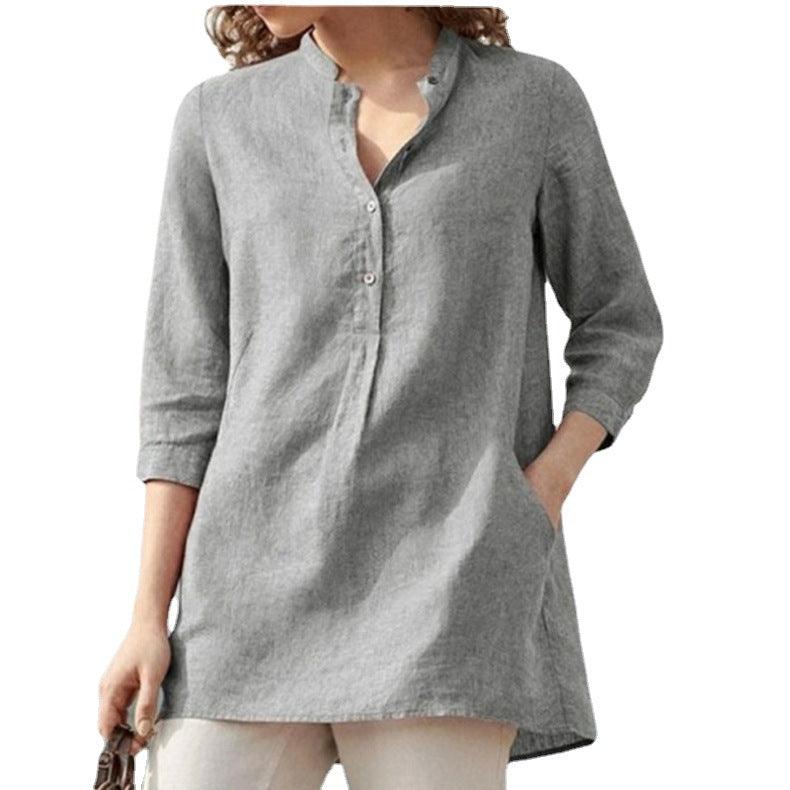 Casual Stand-up Collar Loose Blouse - amazitshop