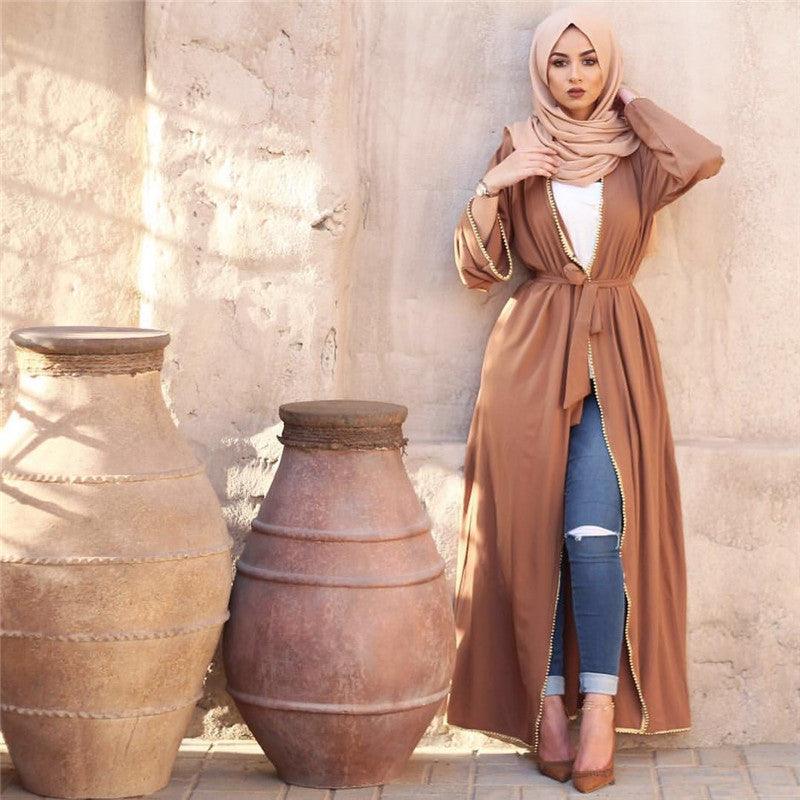 Middle Eastern Robe, Muslim Beaded Plus Size Cardigan For Women - amazitshop