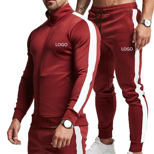 Colorblock Long-Sleeved Stand-Up Collar Men's Sports Suit - amazitshop