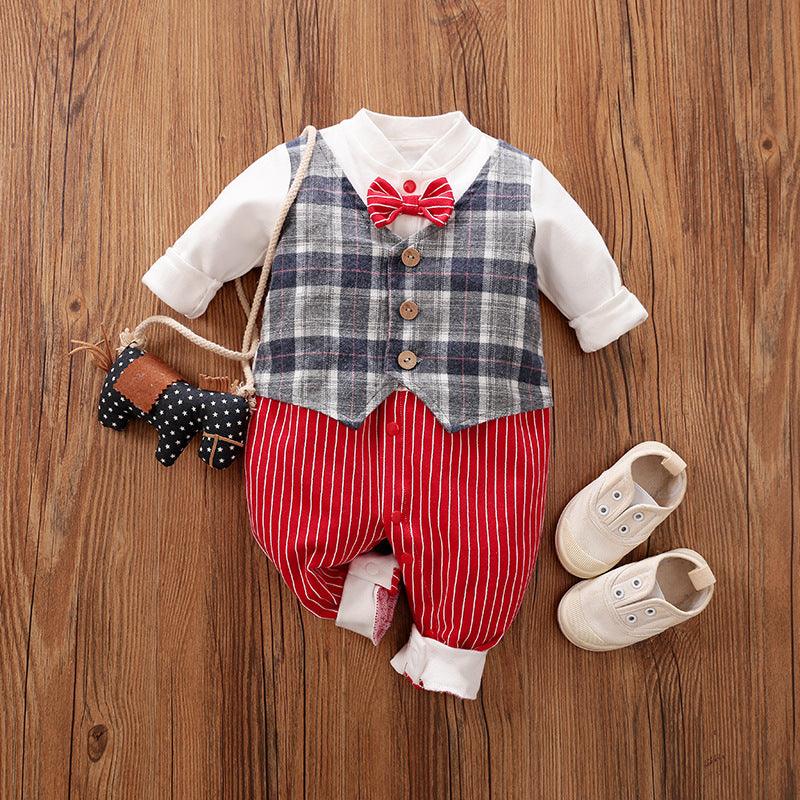 Baby Jumpsuit Spring And Autumn Models Foreign Trade Gentleman Baby Clothes Long-Sleeved Baby Clothes Baby Clothes - amazitshop