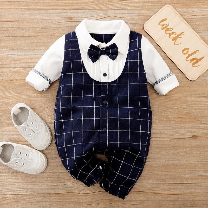 Baby Jumpsuit Spring And Autumn Models Foreign Trade Gentleman Baby Clothes Long-Sleeved Baby Clothes Baby Clothes - amazitshop