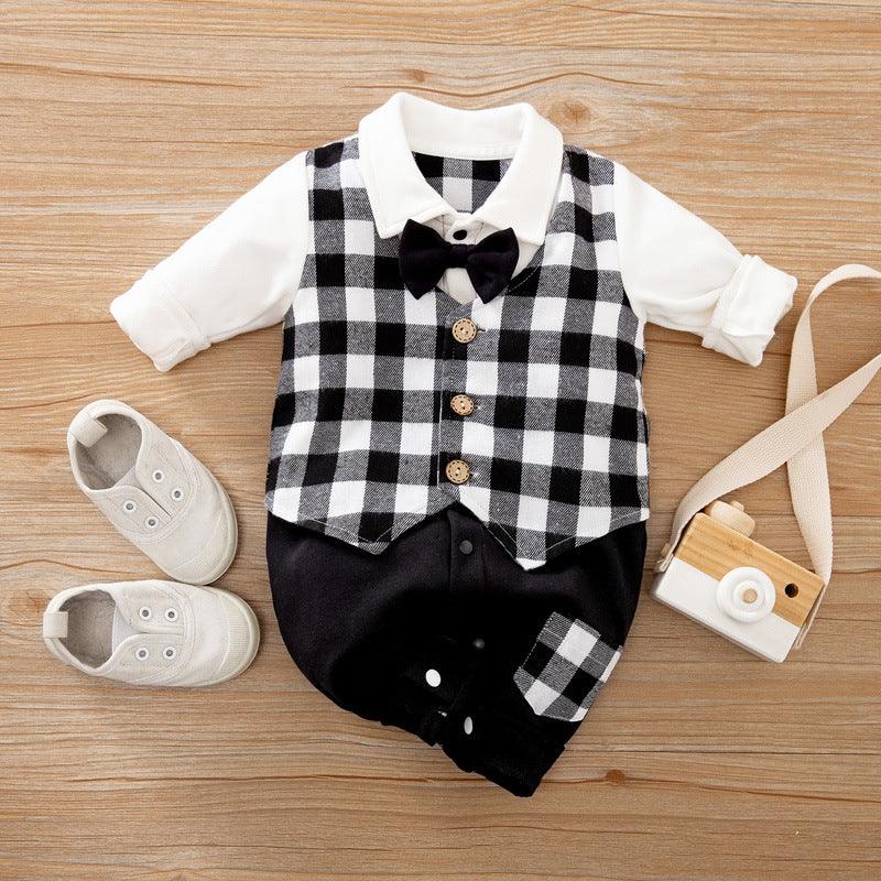 Baby Jumpsuit Spring And Autumn Models Foreign Trade Gentleman Baby Clothes Long-Sleeved Baby Clothes Baby Clothes - amazitshop