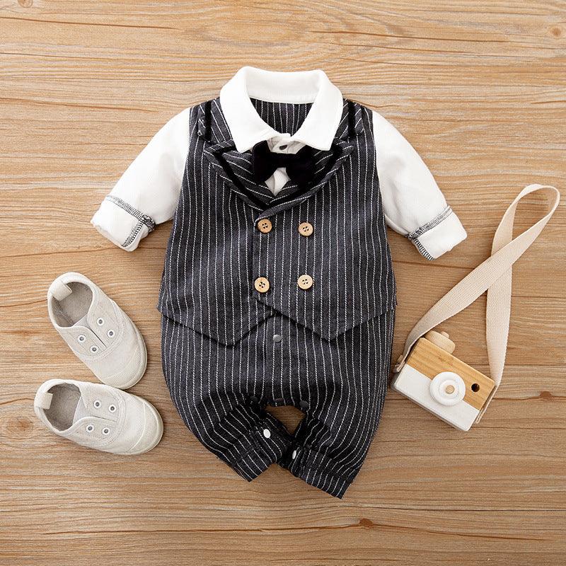 Baby Jumpsuit Spring And Autumn Models Foreign Trade Gentleman Baby Clothes Long-Sleeved Baby Clothes Baby Clothes - amazitshop