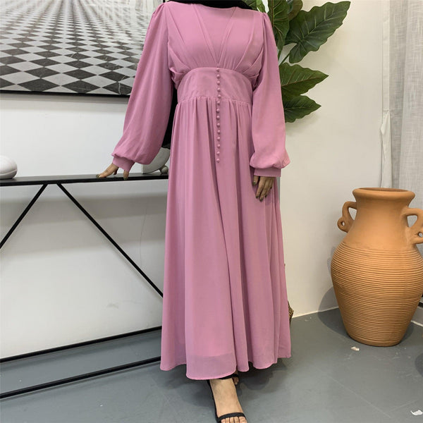 High-density Double Chiffon Fashion Simple And Elegant Muslim Dress - amazitshop