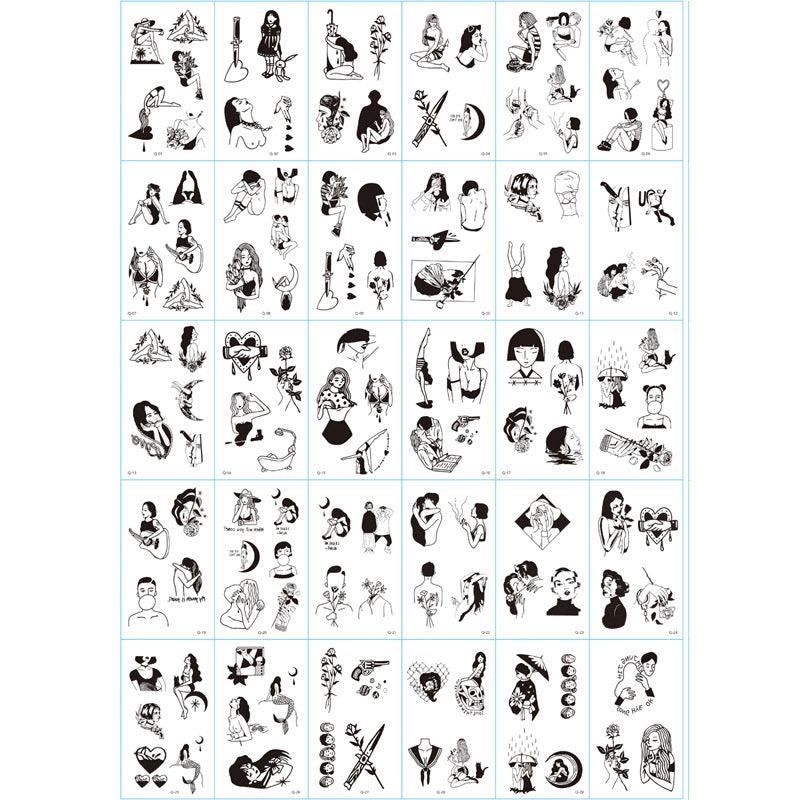 Ukiyo-E Tattoo Stickers Ins Wind Pattern Durable Simulation Tattoo Tattoo Dark Tattoo Stickers - amazitshop
