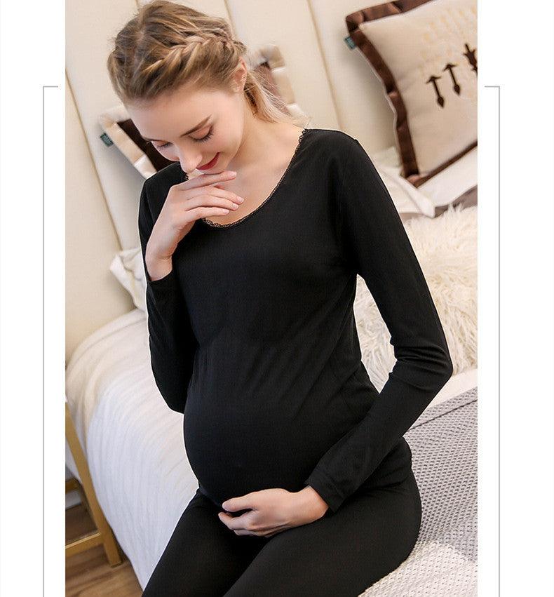 Modal Pregnant Women'S Autumn Clothes And Long Trousers Seamless Body Lifting And Thermal Underwear Set - amazitshop