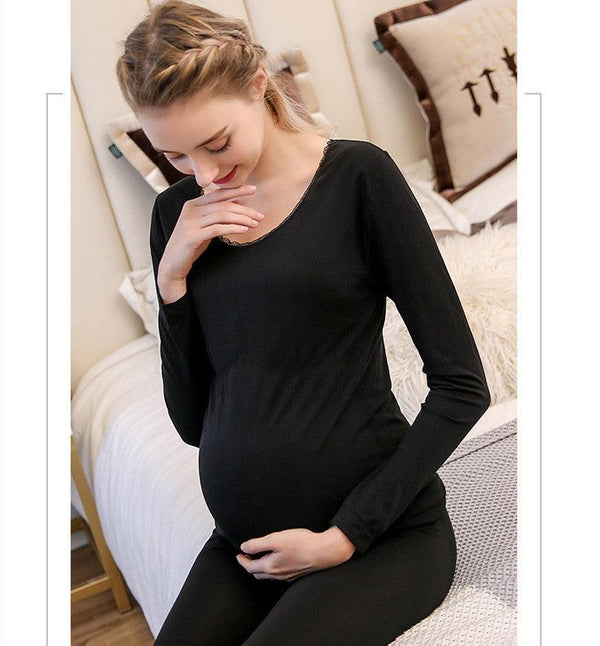 Modal Pregnant Women'S Autumn Clothes And Long Trousers Seamless Body Lifting And Thermal Underwear Set - amazitshop