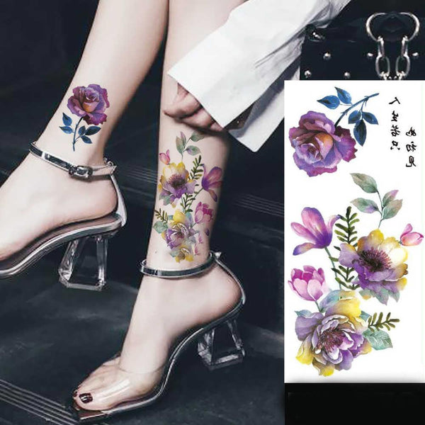 Bian Flower Tattoo Sticker Flower Tattoo Love Heart Tattoo Sticker Eco-friendly Water Transfer Tattoo Paper - amazitshop
