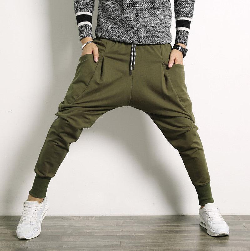 Japanese Solid Color Plus Size Harem Suspender Pants Youth Casual Trousers Mens Trousers - amazitshop