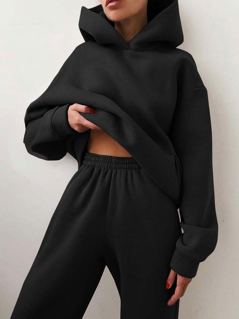 Women's Casual Hooded Sweater Two-piece Suit Clothes Hoodie Tracksuit - amazitshop