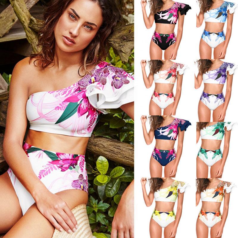 Women's Sexy Two-piece Swimwear Floral Print Swimsuit Bikini Swimming Beachwear Bikinis - amazitshop