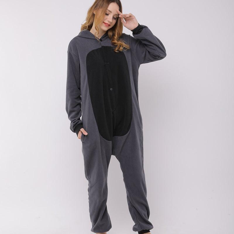 Raccoon cartoon animal one-piece pajamas polar fleece material - amazitshop