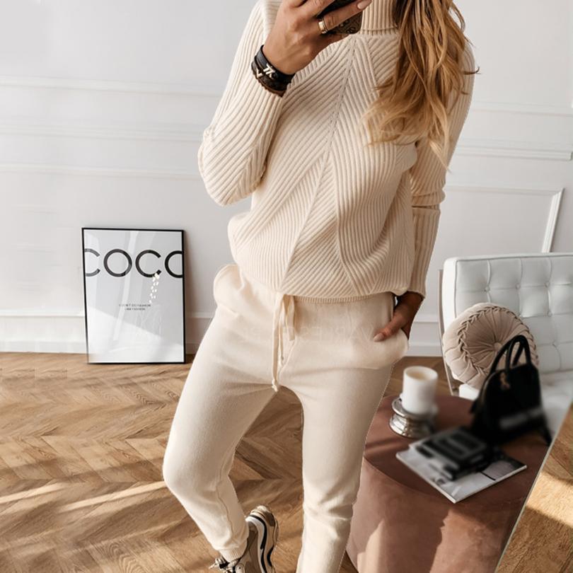 Autumn Winter Tracksuit Solid Color Striped