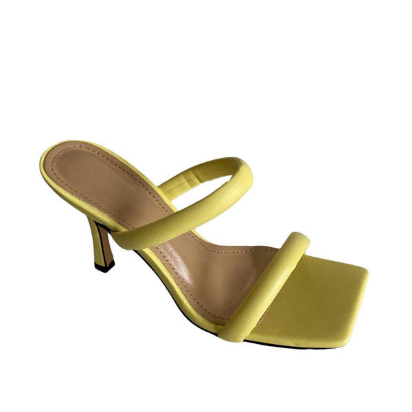 Square-toe Hgh-heel Sandals And Slippers Candy-colored Stiletto-heel Women's Shoes - amazitshop