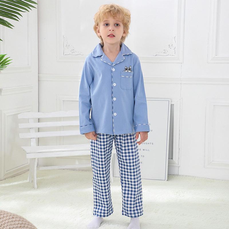 New Products Boys Cotton Cardigan Long Sleeve Children'S Pajama Set - amazitshop