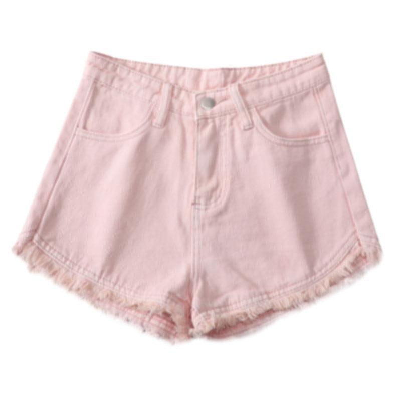 Pink High Waisted Denim Shorts For Women In Spring And Summer - amazitshop