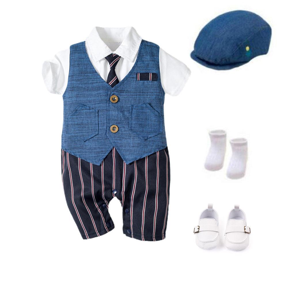 Infant Boy Baby Gentleman Outing Clothes One-Piece Suit Romper - amazitshop