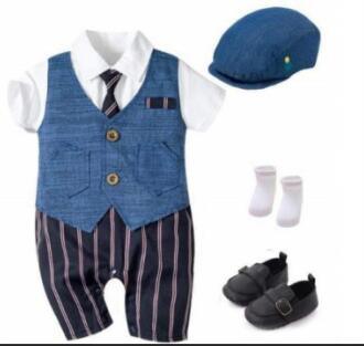 Infant Boy Baby Gentleman Outing Clothes One-Piece Suit Romper - amazitshop