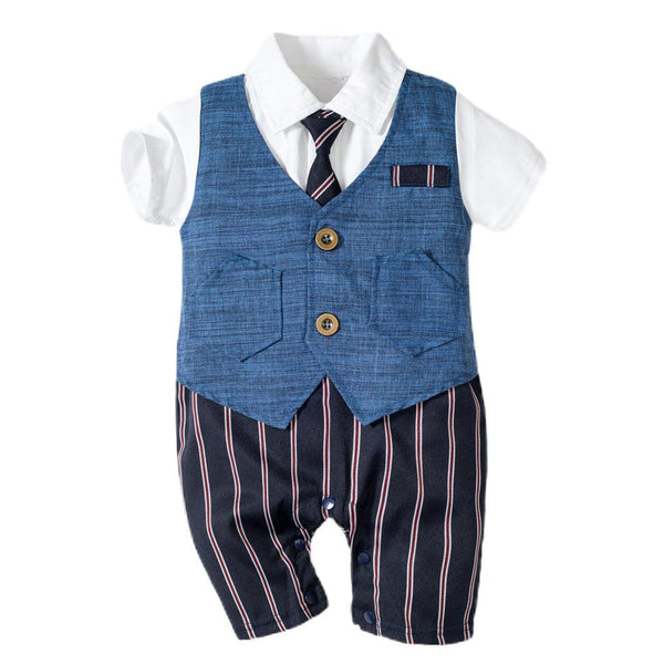 Infant Boy Baby Gentleman Outing Clothes One-Piece Suit Romper - amazitshop