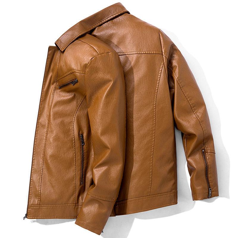 Men's Leather Jackets Leather Suits Thin Washable Leather Jackets - amazitshop
