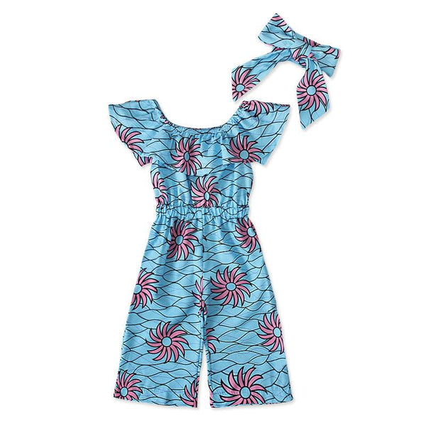 Toddler Girls Outfit 2 Piece Jumpsuit and Headband African Style Outfit 3-18 Months - amazitshop