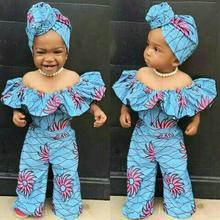 Toddler Girls Outfit 2 Piece Jumpsuit and Headband African Style Outfit 3-18 Months - amazitshop