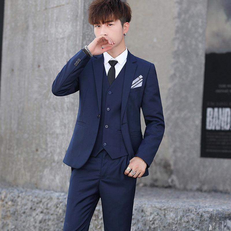 Men'S Three-Piece Korean Style Self-Cultivation Groomsmen Suits Men'S Suits - amazitshop