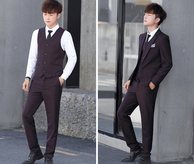 Men'S Three-Piece Korean Style Self-Cultivation Groomsmen Suits Men'S Suits - amazitshop