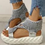 Elevated Woolen Sandals For Women With Toe For Summer Korean Edition - amazitshop