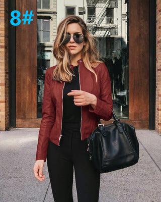 Autumn And Winter Women's Fashion Leather Pu Suit Jacket - amazitshop