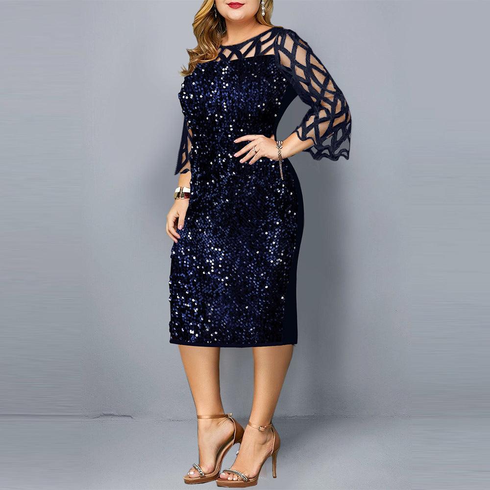 Party Dresses Sequin Plus Size Women's Sexy Night Club Dress - amazitshop