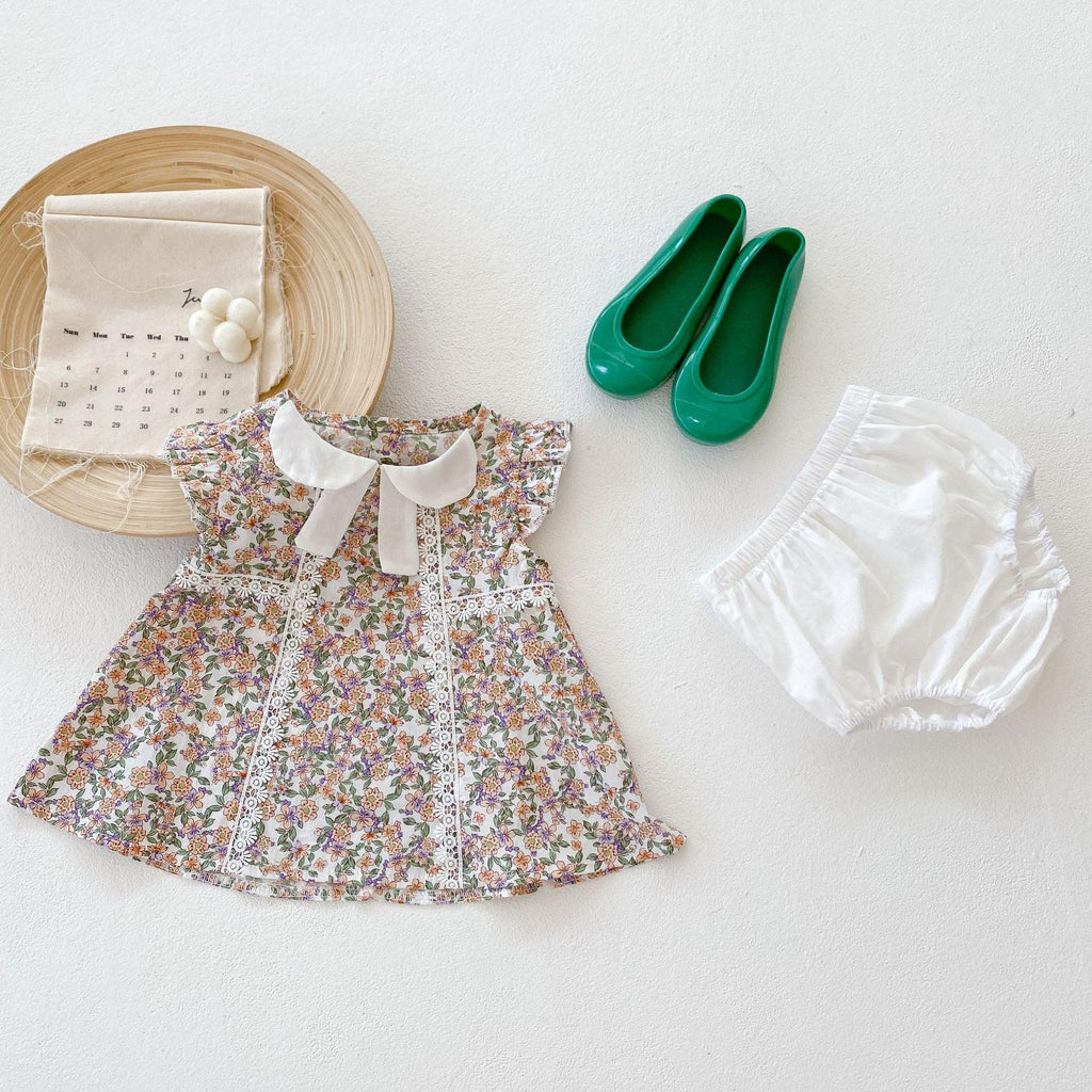 MILANCEL Baby Clothing Set Toddler Girls Floral Tops White Bloomer 2 PCs Girls Suit Newborn Clothes - amazitshop