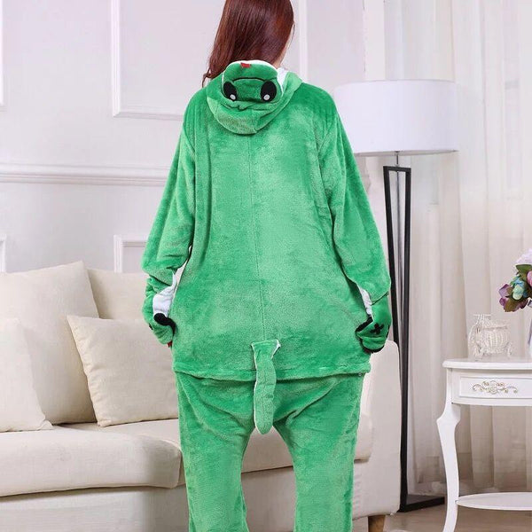 Autumn And Winter Foreign Trade New Style Jack Finn Green Snake Long Tail Monkey Flannel One-piece Pajamas Men And Women Home Clothes - amazitshop
