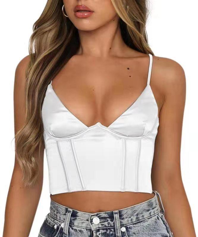 Neck Floral Tanks Camis  Sexy Bustier Summer Tube Crop Tops Festival Outfit