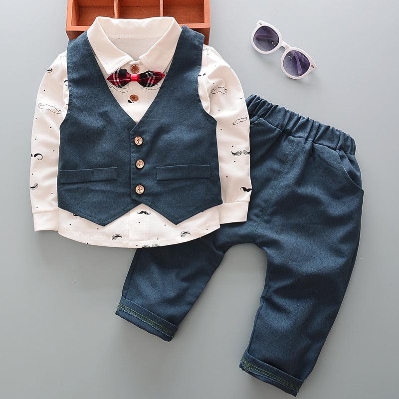 Three-Piece Suit Of Children's Shirt And Vest - amazitshop