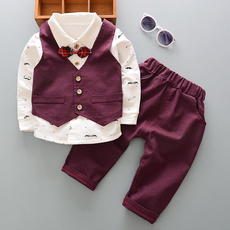 Three-Piece Suit Of Children's Shirt And Vest - amazitshop