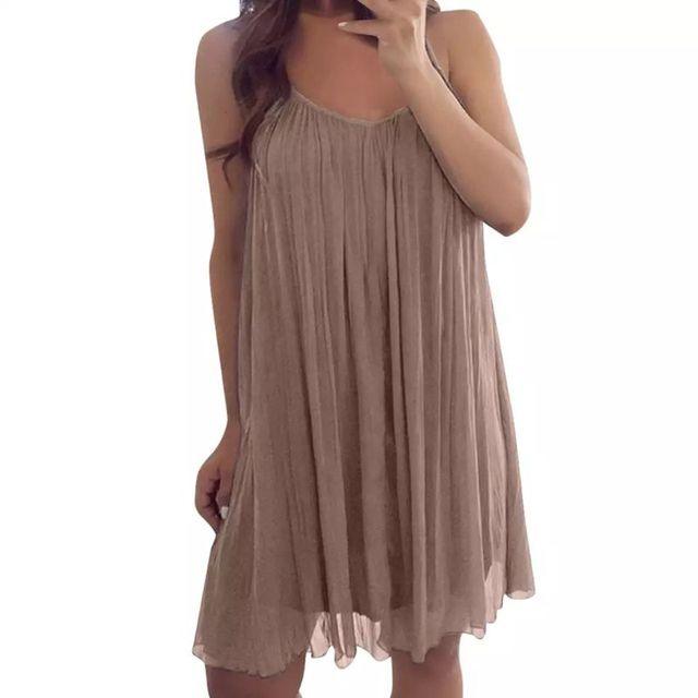 Womens Plus Size Chiffon Vest Mini Dress - amazitshop