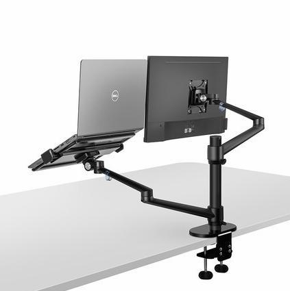 Aluminum Multifunction Ergonomics Desk Laptop Stand Monitor Desktop Holder Computer Full Motion With Column Bar - amazitshop