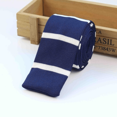 Men Knitted Knit Leisure Striped Ties Fashion Skinny Narrow Slim Neck Ties For Men Skinny Woven Designer Cravat - amazitshop