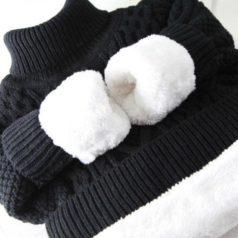 Knitwear Fleece-lined Thickened Cotton Sweater Round Neck Turtleneck Kids' Sweater - amazitshop