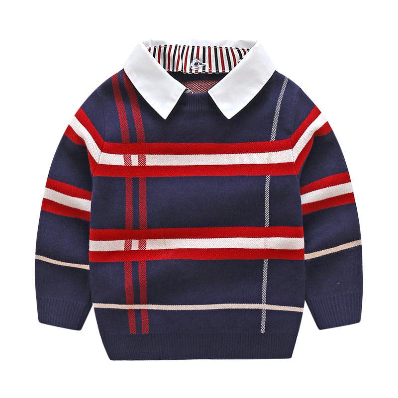 Boys plaid jacquard sweater - amazitshop