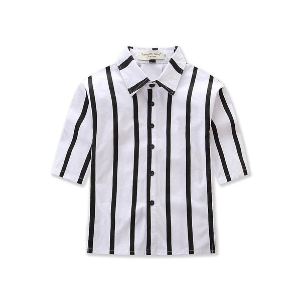 Black and white vertical striped shirt long sleeves - amazitshop