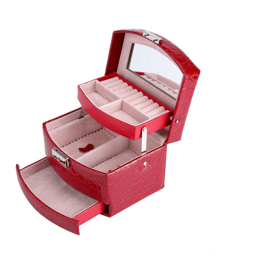 3 Layers Jewelry Boxes And Packaging Leather Makeup Organizer Storage Box Container Case Gift Box Women Cosmetic Casket - amazitshop